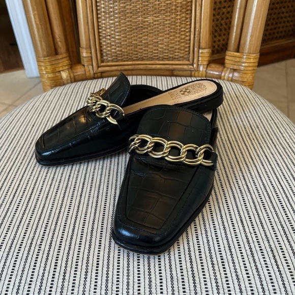 Vince Camuto Black & Gold Mules - Picture 6 of 9